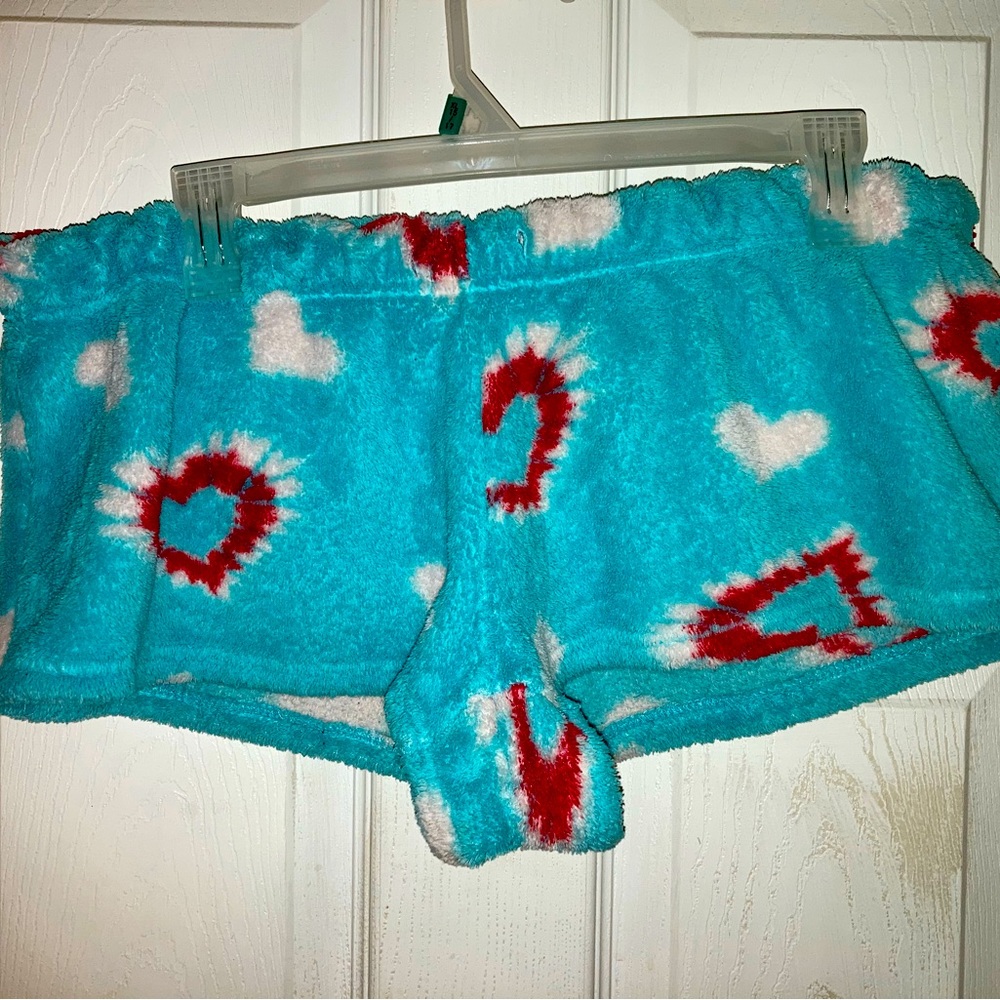 Blue Heart Fuzzy Shorts
